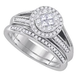 0.62 CTW Princess Diamond Soleil Bridal Engagement Ring 14KT White Gold - REF-104W9K