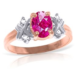 Genuine 0.97 ctw Pink Topaz & Diamond Ring Jewelry 14KT Rose Gold - REF-59A5K