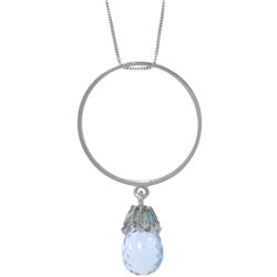 Genuine 3 ctw Blue Topaz Necklace Jewelry 14KT White Gold - REF-24R4P