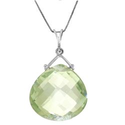 Genuine 8.5 ctw Green Amethyst Necklace Jewelry 14KT White Gold - REF-26N9R