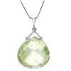 Genuine 8.5 ctw Green Amethyst Necklace Jewelry 14KT White Gold - REF-26N9R