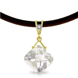 Genuine 8.76 ctw White Topaz & Diamond Necklace Jewelry 14KT Yellow Gold - REF-30N6R