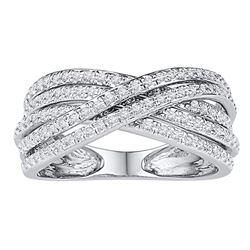 0.63 CTW Diamond Crossover Five Row Ring 10KT White Gold - REF-41N9F