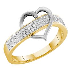 0.15 CTW Diamond Heart Love Ring 10KT Yellow Gold - REF-19Y4X