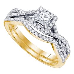 0.63 CTW Princess Diamond Bridal Engagement Ring 14KT Yellow Gold - REF-97W4K