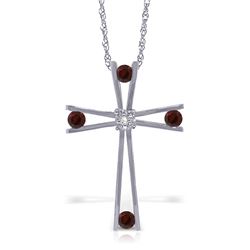 Genuine 0.43 ctw Garnet & Diamond Necklace Jewelry 14KT White Gold - REF-76Y7F