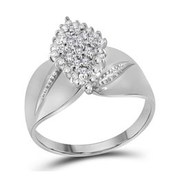 0.12 CTW Diamond Oval Cluster Ring 14KT White Gold - REF-26H9M