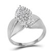 Image 1 : 0.12 CTW Diamond Oval Cluster Ring 14KT White Gold - REF-26H9M