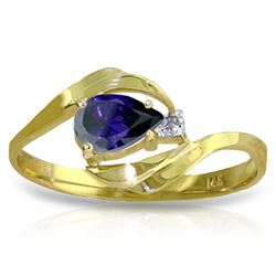 Genuine 0.51 ctw Sapphire & Diamond Ring Jewelry 14KT Yellow Gold - REF-28K3V