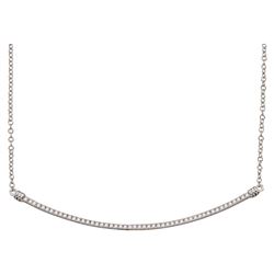 0.25 CTW Diamond Curved Slender Bar Pendant 10KT White Gold - REF-26M3H