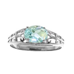 Genuine 1.15 ctw Aquamarine Ring Jewelry 14KT White Gold - REF-35K2V