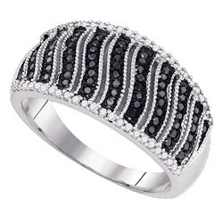 0.40 CTW Black Color Diamond Ring 10KT White Gold - REF-40X4Y