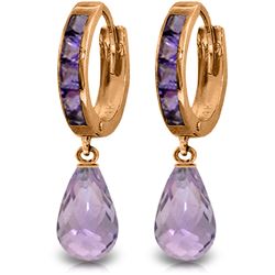 Genuine 5.35 ctw Amethyst Earrings Jewelry 14KT Rose Gold - REF-43F6Z