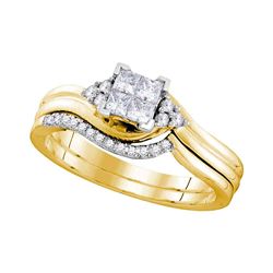 0.33 CTW Certified Princess Diamond Bridal Engagement Ring 10KT Yellow Gold - REF-44W9K