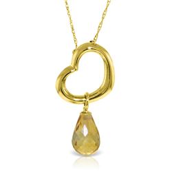 Genuine 2.25 ctw Citrine Necklace Jewelry 14KT Yellow Gold - REF-27K4V