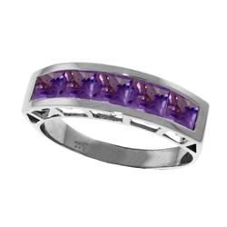 Genuine 2.25 ctw Amethyst Ring Jewelry 14KT White Gold - REF-54A2K