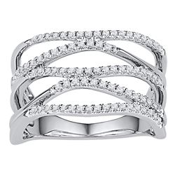 0.40 CTW Diamond Crossover Ring 10KT White Gold - REF-37H5M