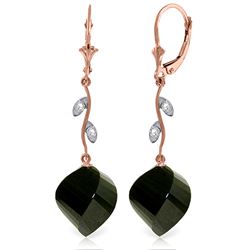 Genuine 31.02 ctw Black Spinel & Diamond Earrings Jewelry 14KT Rose Gold - REF-53F4Z