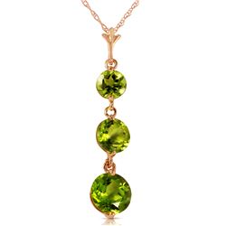 Genuine 3.6 ctw Peridot Necklace Jewelry 14KT Rose Gold - REF-24X4M