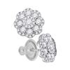 1 CTW Diamond Cluster Earrings 14KT White Gold - REF-97W4K