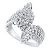 Image 1 : 1.02 CTW Prong-set Diamond Oval Cluster Bypass Ring 10KT White Gold - REF-50N9F