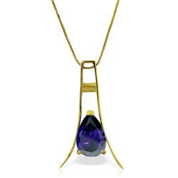 Genuine 1.50 ctw Sapphire Necklace Jewelry 14KT Yellow Gold - REF-39Y4F