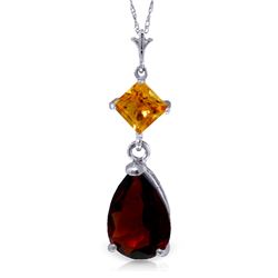 Genuine 2 ctw Garnet & Citrine Necklace Jewelry 14KT White Gold - REF-24R3P