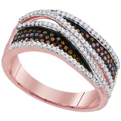 0.51 CTW Red Color Diamond Crossover Ring 10KT Rose Gold - REF-46M4H