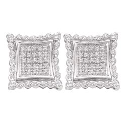 0.50 CTW Diamond Square Kite Cluster Earrings 10KT White Gold - REF-38H9M