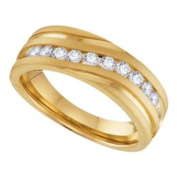 0.25 CTW Mens Diamond Channel-set Anniversary Ring 10KT Yellow Gold - REF-41F2N