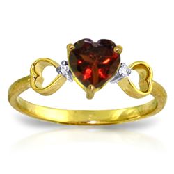 Genuine 0.96 ctw Garnet & Diamond Ring Jewelry 14KT Yellow Gold - REF-41T4A