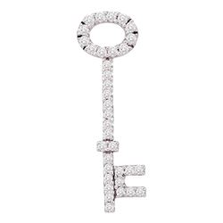 0.50 CTW Diamond Oval Key Pendant 14KT White Gold - REF-44F9N