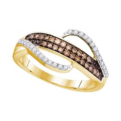 0.33 CTW Cognac-brown Color Diamond Ring 10KT Yellow Gold - REF-24X2Y