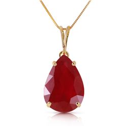 Genuine 5 ctw Ruby Necklace Jewelry 14KT Yellow Gold - REF-47R6P