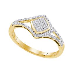 0.20 CTW Diamond Diagonal Square Cluster Split-shank Ring 10KT Yellow Gold - REF-24H2M