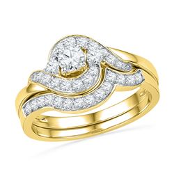 0.75 CTW Diamond Swirl Bridal Engagement Ring 14KT Yellow Gold - REF-86H2M