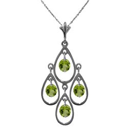 Genuine 1.20 ctw Peridot Necklace Jewelry 14KT White Gold - REF-30K7V