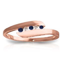 Genuine 0.25 ctw Sapphire & Diamond Ring Jewelry 14KT Rose Gold - REF-32K4V