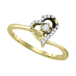 0.10 CTW Diamond Heart Promise Bridal Engagement Ring 10KT Yellow Gold - REF-14M9H