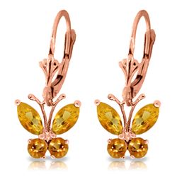 Genuine 1.24 ctw Citrine Earrings Jewelry 14KT Rose Gold - REF-38R2P