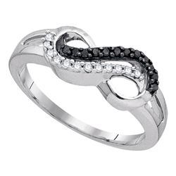 0.15 CTW Black Color Diamond Infinity Ring 10KT White Gold - REF-19X4Y