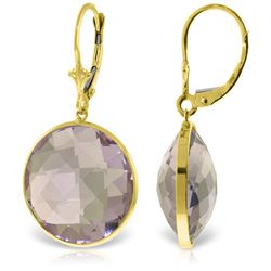 Genuine 36 ctw Amethyst Earrings Jewelry 14KT Yellow Gold - REF-80X4M