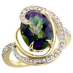 Natural 6.53 ctw mystic-topaz & Diamond Engagement Ring 14K Yellow Gold - REF-72K8R