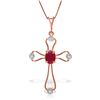 Image 1 : Genuine 0.57 ctw Ruby & Diamond Necklace Jewelry 14KT Rose Gold - REF-42M2T