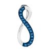 Image 1 : 0.10 CTW Blue Color Diamond Vertical Infinity Love Pendant 10KT White Gold - REF-6H6M