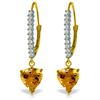 Genuine 3.55 ctw Citrine & Diamond Earrings Jewelry 14KT Yellow Gold - REF-62X2M