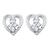 0.08 CTW Diamond Heart Stud Earrings 10KT White Gold - REF-9K7W