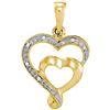 0.01 CTW Diamond Double Heart Love Pendant 10KT Yellow Gold - REF-7K4W