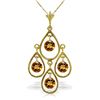 Genuine 1.20 ctw Citrine Necklace Jewelry 14KT Yellow Gold - REF-30X7M