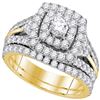 1.88 CTW Diamond Certified Double Halo Bridal Ring 14KT Yellow Gold - REF-172X4Y